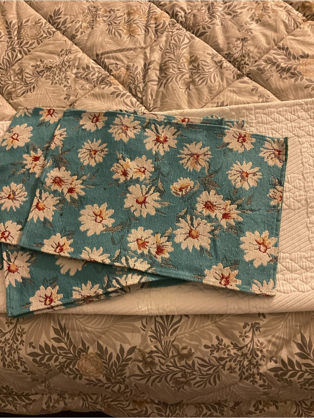 Turquoise Daisy Floral Placemats - set of 6